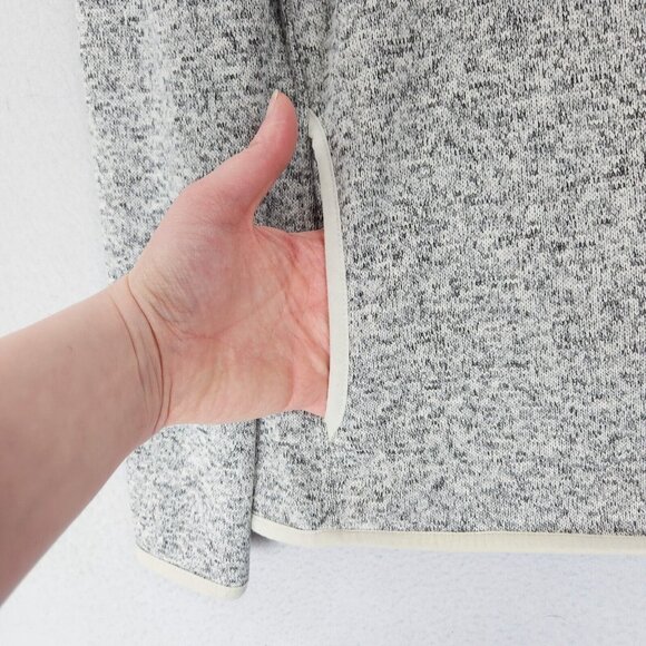 Eddie Bauer Sweater Womens Extra Small Gray Mock Neck Snap Pullover Pockets - Picture 3 of 10